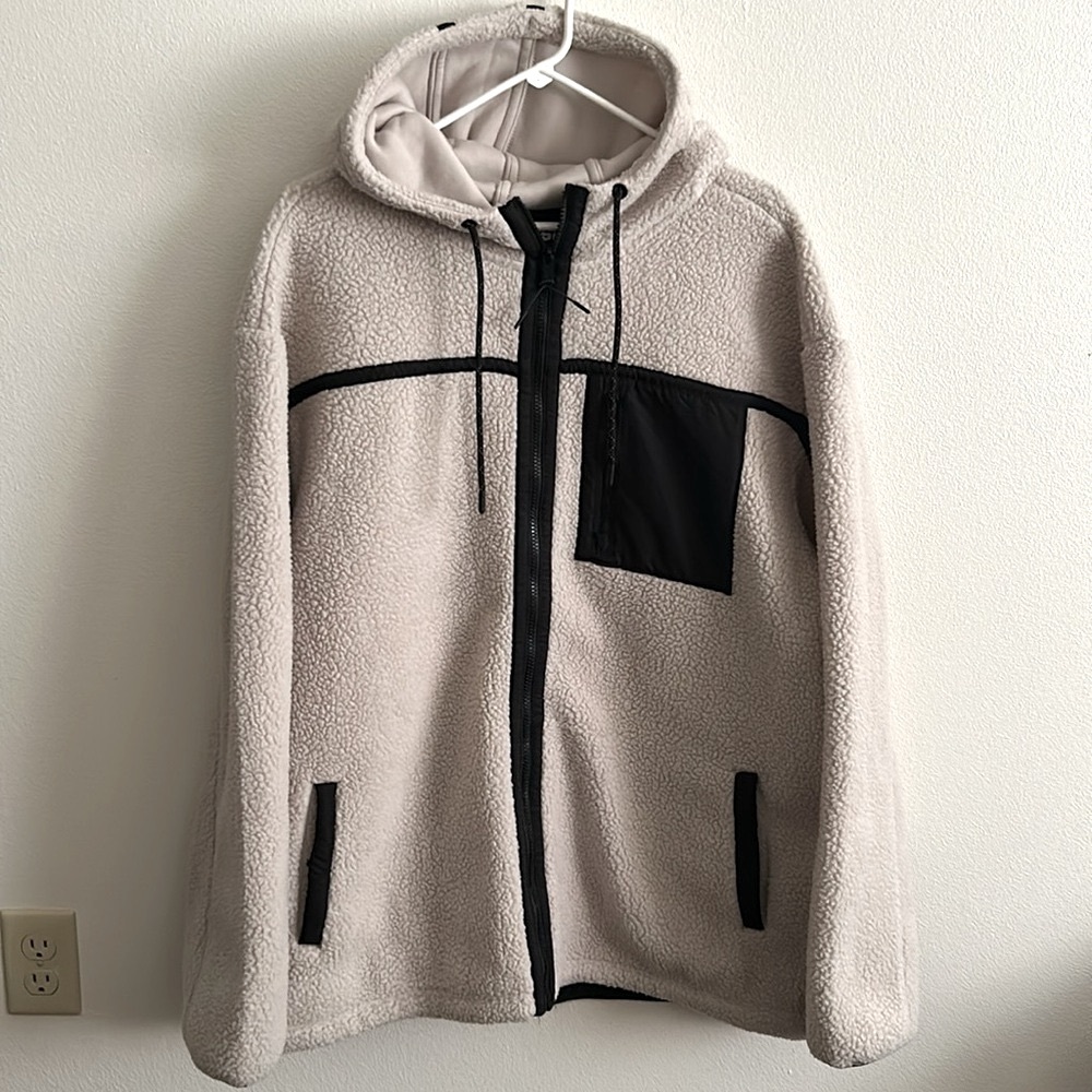 Cozy CSG Trail 2XL Cream/Black Accents Full Zip/Zip Pocket Sherpa Hoodie Jacket